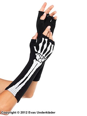 Fingerless gloves, skeleton